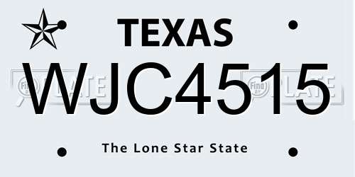 WJC4515 Texas License Plate