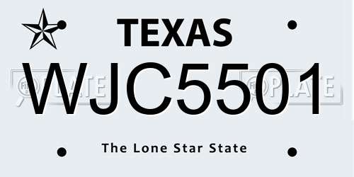 WJC5501 Texas License Plate