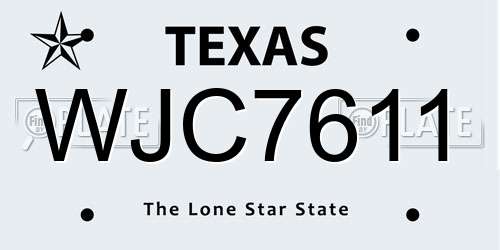 WJC7611 Texas License Plate
