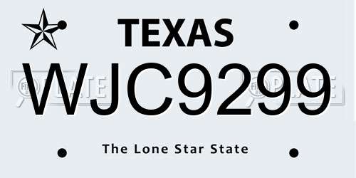 WJC9299 Texas License Plate