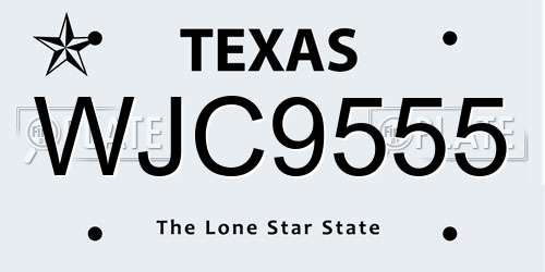 WJC9555 Texas License Plate