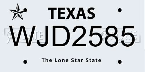 WJD2585 Texas License Plate