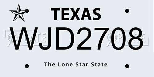 WJD2708 Texas License Plate
