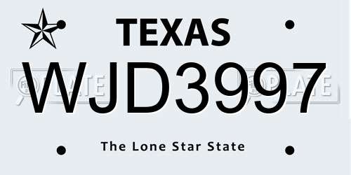 WJD3997 Texas License Plate