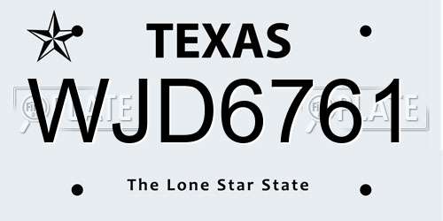 WJD6761 Texas License Plate