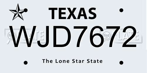 WJD7672 Texas License Plate