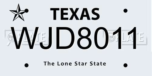 WJD8011 Texas License Plate
