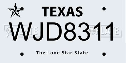 WJD8311 Texas License Plate