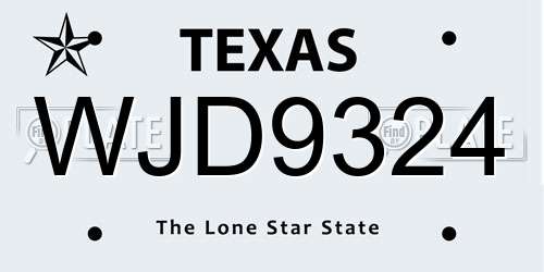 WJD9324 Texas License Plate