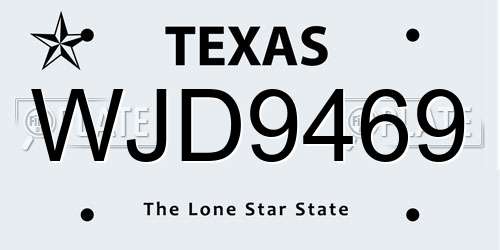 WJD9469 Texas License Plate