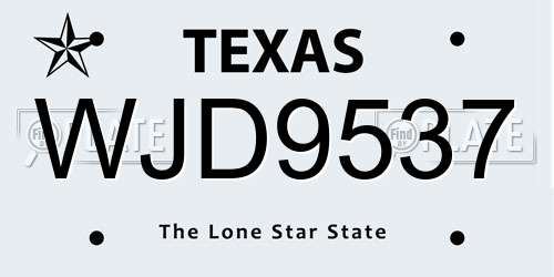 WJD9537 Texas License Plate