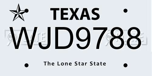 WJD9788 Texas License Plate
