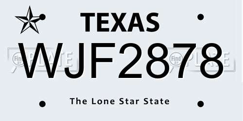 WJF2878 Texas License Plate