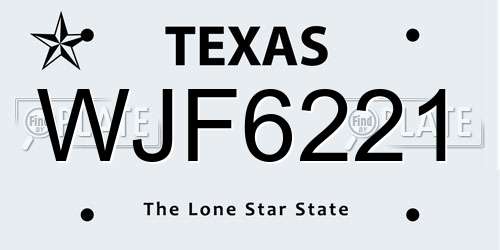 WJF6221 Texas License Plate