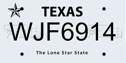 WJF6914 Texas License Plate