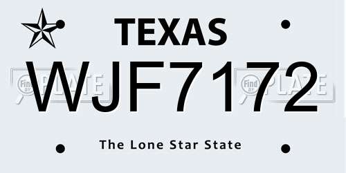 WJF7172 Texas License Plate