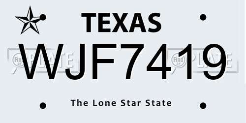 WJF7419 Texas License Plate