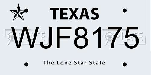WJF8175 Texas License Plate