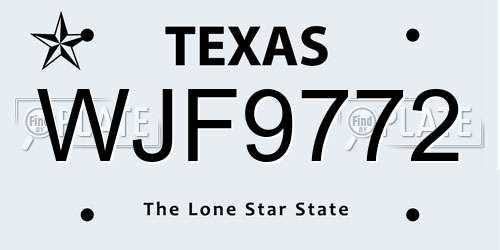 WJF9772 Texas License Plate
