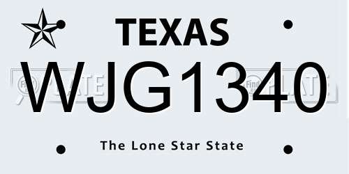 WJG1340 Texas License Plate