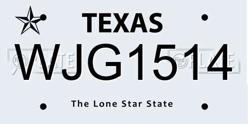 WJG1514 Texas License Plate