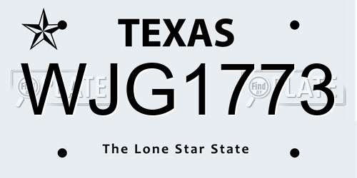 WJG1773 Texas License Plate