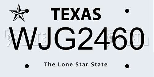 WJG2460 Texas License Plate