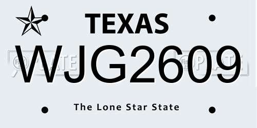 WJG2609 Texas License Plate