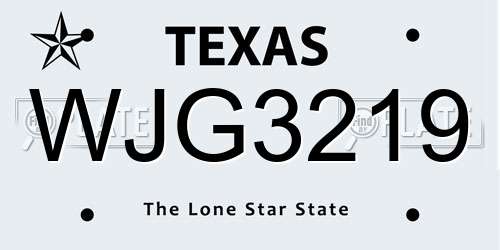 WJG3219 Texas License Plate