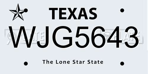 WJG5643 Texas License Plate