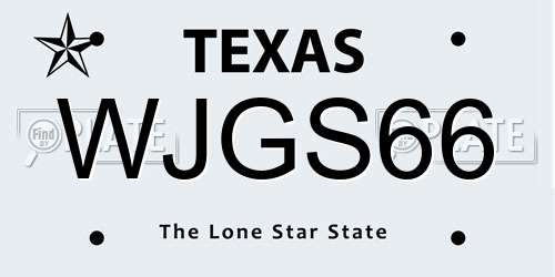 WJGS66 Texas License Plate