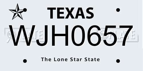 WJH0657 Texas License Plate