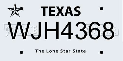 WJH4368 Texas License Plate