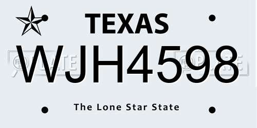 WJH4598 Texas License Plate
