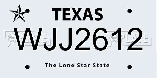 WJJ2612 Texas License Plate