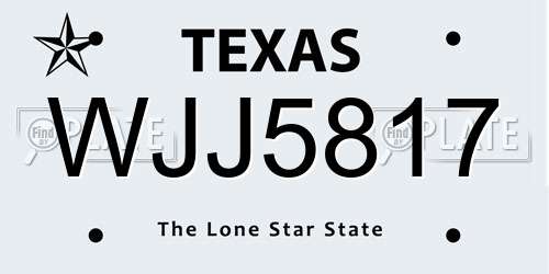 WJJ5817 Texas License Plate