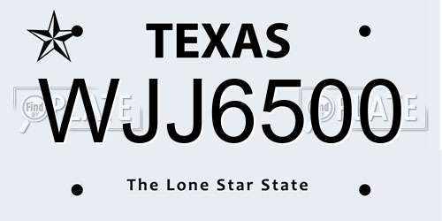 WJJ6500 Texas License Plate