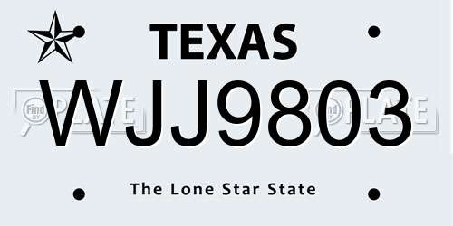 WJJ9803 Texas License Plate