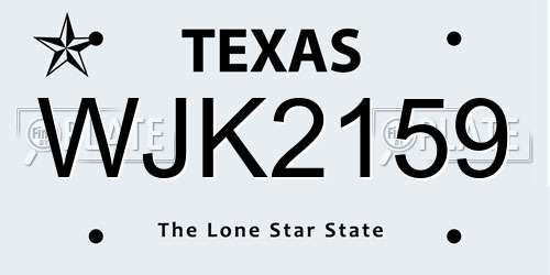 WJK2159 Texas License Plate