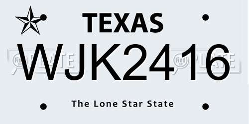 WJK2416 Texas License Plate