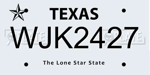 WJK2427 Texas License Plate