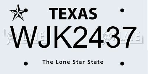 WJK2437 Texas License Plate