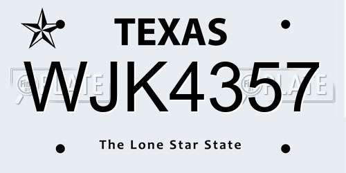 WJK4357 Texas License Plate