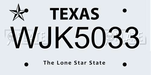 WJK5033 Texas License Plate