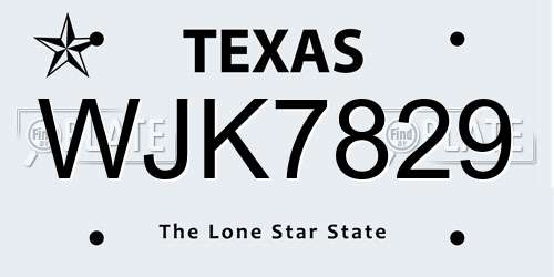 WJK7829 Texas License Plate