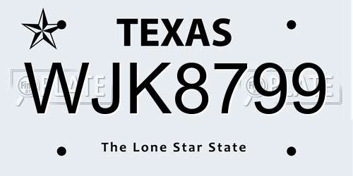 WJK8799 Texas License Plate