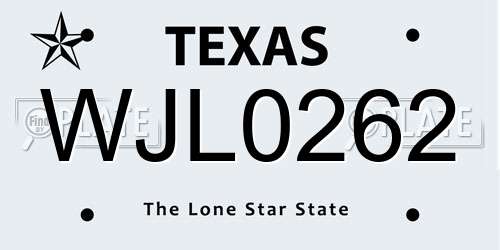 WJL0262 Texas License Plate