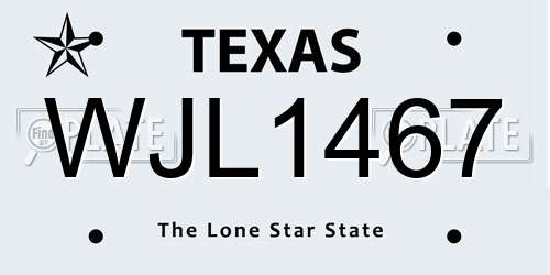 WJL1467 Texas License Plate