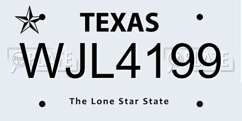 WJL4199 Texas License Plate