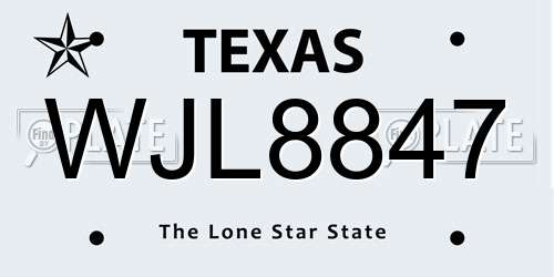 WJL8847 Texas License Plate
